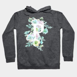 Botanical alphabet P green and purple flowers Hoodie